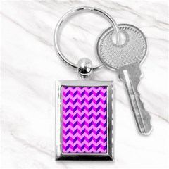 Modern Retro Chevron Patchwork Pattern Key Chain (rectangle)