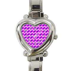 Modern Retro Chevron Patchwork Pattern Heart Italian Charm Watch 