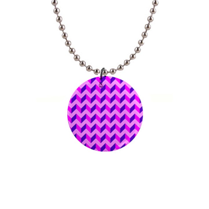 Modern Retro Chevron Patchwork Pattern Button Necklace