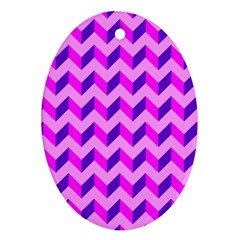 Modern Retro Chevron Patchwork Pattern Oval Ornament (two Sides)