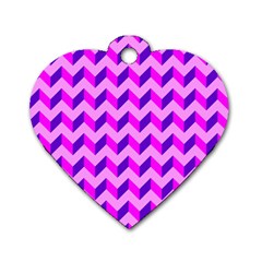 Modern Retro Chevron Patchwork Pattern Dog Tag Heart (one Sided) 