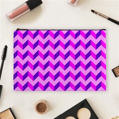 Modern Retro Chevron Patchwork Pattern Cosmetic Bag (large)