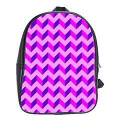 Modern Retro Chevron Patchwork Pattern School Bag (large)