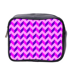 Modern Retro Chevron Patchwork Pattern Mini Travel Toiletry Bag (two Sides)