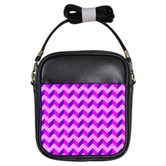 Modern Retro Chevron Patchwork Pattern Girl s Sling Bag