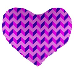 Modern Retro Chevron Patchwork Pattern 19  Premium Heart Shape Cushion