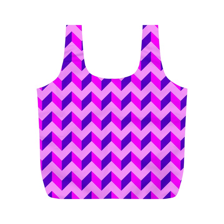 Modern Retro Chevron Patchwork Pattern Reusable Bag (M)