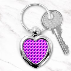 Modern Retro Chevron Patchwork Pattern Key Chain (heart)