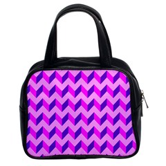 Modern Retro Chevron Patchwork Pattern Classic Handbag (two Sides) by GardenOfOphir