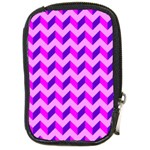 Modern Retro Chevron Patchwork Pattern Compact Camera Leather Case Front