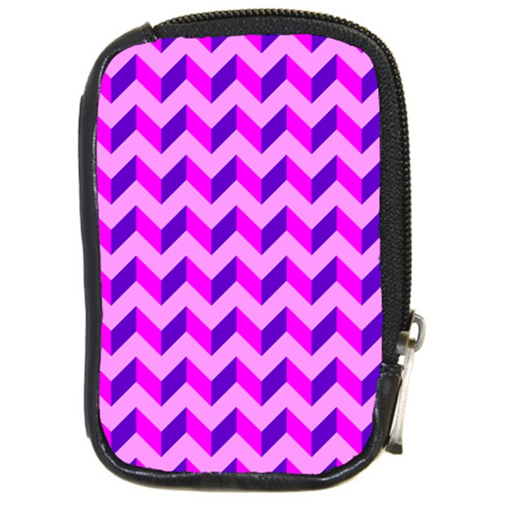 Modern Retro Chevron Patchwork Pattern Compact Camera Leather Case