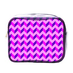 Modern Retro Chevron Patchwork Pattern Mini Travel Toiletry Bag (one Side) by GardenOfOphir