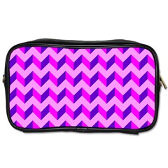 Modern Retro Chevron Patchwork Pattern Travel Toiletry Bag (one Side) by GardenOfOphir