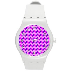 Modern Retro Chevron Patchwork Pattern Plastic Sport Watch (medium)