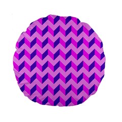 Modern Retro Chevron Patchwork Pattern 15  Premium Round Cushion 