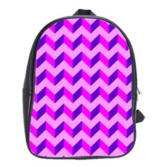 Modern Retro Chevron Patchwork Pattern School Bag (xl)