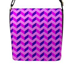 Modern Retro Chevron Patchwork Pattern Flap Closure Messenger Bag (large) by GardenOfOphir