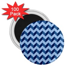 Tiffany Blue Modern Retro Chevron Patchwork Pattern 2 25  Button Magnet (100 Pack) by GardenOfOphir