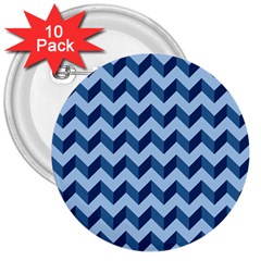 Tiffany Blue Modern Retro Chevron Patchwork Pattern 3  Button (10 Pack) by GardenOfOphir