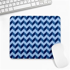 Tiffany Blue Modern Retro Chevron Patchwork Pattern Large Mouse Pad (rectangle) by GardenOfOphir