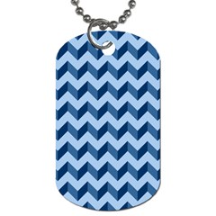 Tiffany Blue Modern Retro Chevron Patchwork Pattern Dog Tag (two-sided) 