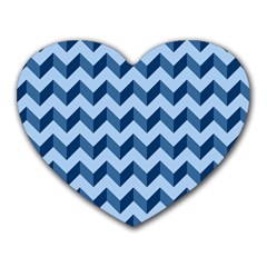 Tiffany Blue Modern Retro Chevron Patchwork Pattern Mouse Pad (heart) by GardenOfOphir