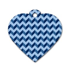 Tiffany Blue Modern Retro Chevron Patchwork Pattern Dog Tag Heart (two Sided)