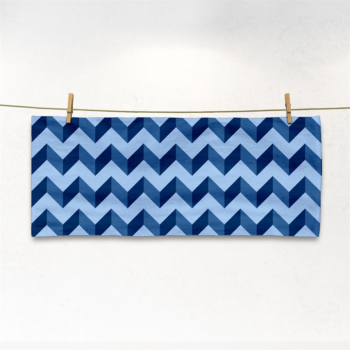 Tiffany Blue Modern Retro Chevron Patchwork Pattern Hand Towel