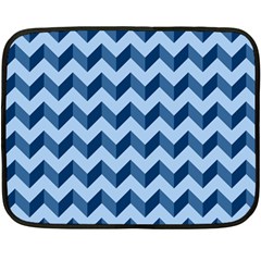 Tiffany Blue Modern Retro Chevron Patchwork Pattern Mini Fleece Blanket (two Sided)