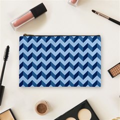 Tiffany Blue Modern Retro Chevron Patchwork Pattern Cosmetic Bag (medium)