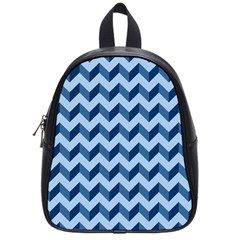 Tiffany Blue Modern Retro Chevron Patchwork Pattern School Bag (small)