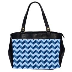 Tiffany Blue Modern Retro Chevron Patchwork Pattern Oversize Office Handbag (two Sides)