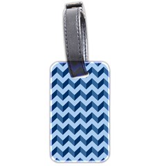 Tiffany Blue Modern Retro Chevron Patchwork Pattern Luggage Tag (two Sides) by GardenOfOphir