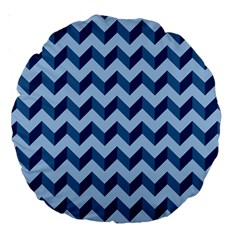 Tiffany Blue Modern Retro Chevron Patchwork Pattern 18  Premium Round Cushion  by GardenOfOphir