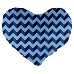 Tiffany Blue Modern Retro Chevron Patchwork Pattern 19  Premium Heart Shape Cushion