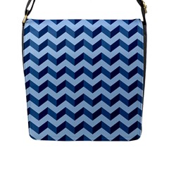 Tiffany Blue Modern Retro Chevron Patchwork Pattern Flap Closure Messenger Bag (large)