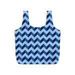 Tiffany Blue Modern Retro Chevron Patchwork Pattern Reusable Bag (S) Front