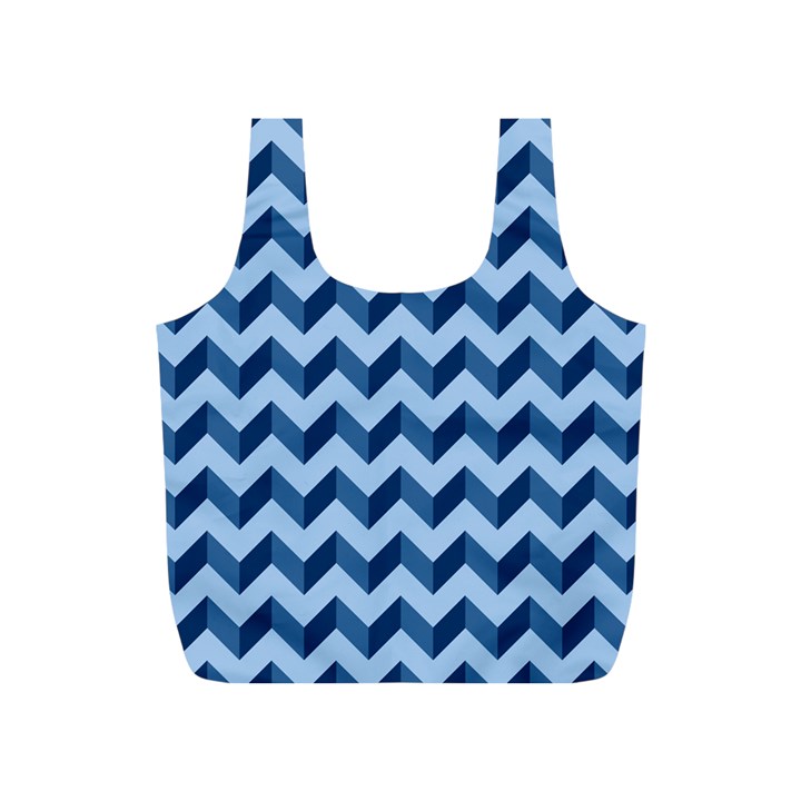 Tiffany Blue Modern Retro Chevron Patchwork Pattern Reusable Bag (S)