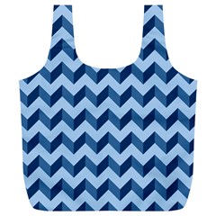 Tiffany Blue Modern Retro Chevron Patchwork Pattern Reusable Bag (xl) by GardenOfOphir