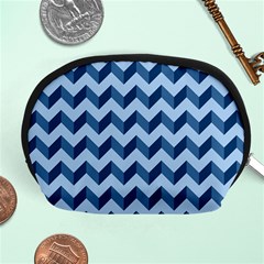 Tiffany Blue Modern Retro Chevron Patchwork Pattern Accessory Pouch (medium)