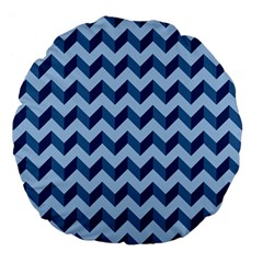 Tiffany Blue Modern Retro Chevron Patchwork Pattern 18  Premium Flano Round Cushion 