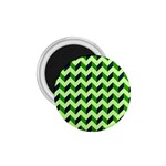 Green Modern Retro Chevron Patchwork Pattern 1.75  Button Magnet Front