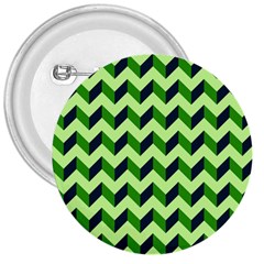 Green Modern Retro Chevron Patchwork Pattern 3  Button