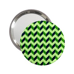 Green Modern Retro Chevron Patchwork Pattern Handbag Mirror (2 25 ) by GardenOfOphir