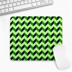 Green Modern Retro Chevron Patchwork Pattern Large Mouse Pad (rectangle)