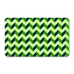 Green Modern Retro Chevron Patchwork Pattern Magnet (rectangular)