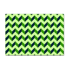 Green Modern Retro Chevron Patchwork Pattern A4 Sticker 10 Pack