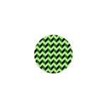 Green Modern Retro Chevron Patchwork Pattern 1  Mini Button Front