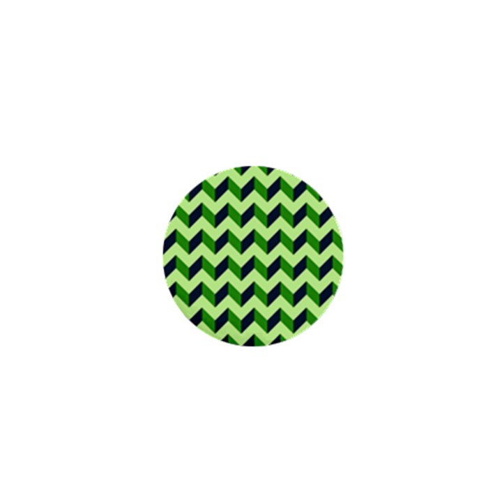 Green Modern Retro Chevron Patchwork Pattern 1  Mini Button