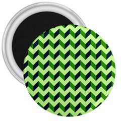 Green Modern Retro Chevron Patchwork Pattern 3  Button Magnet